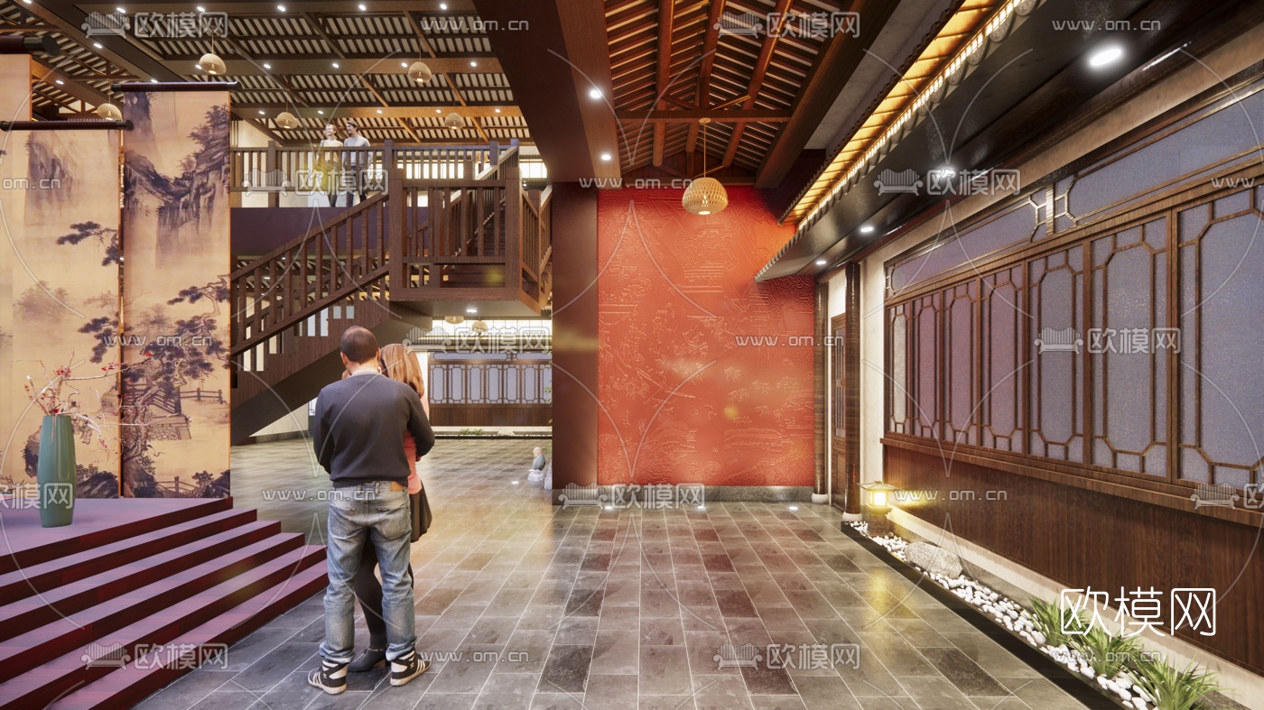 中式戏院su模型下载（渲染图2）