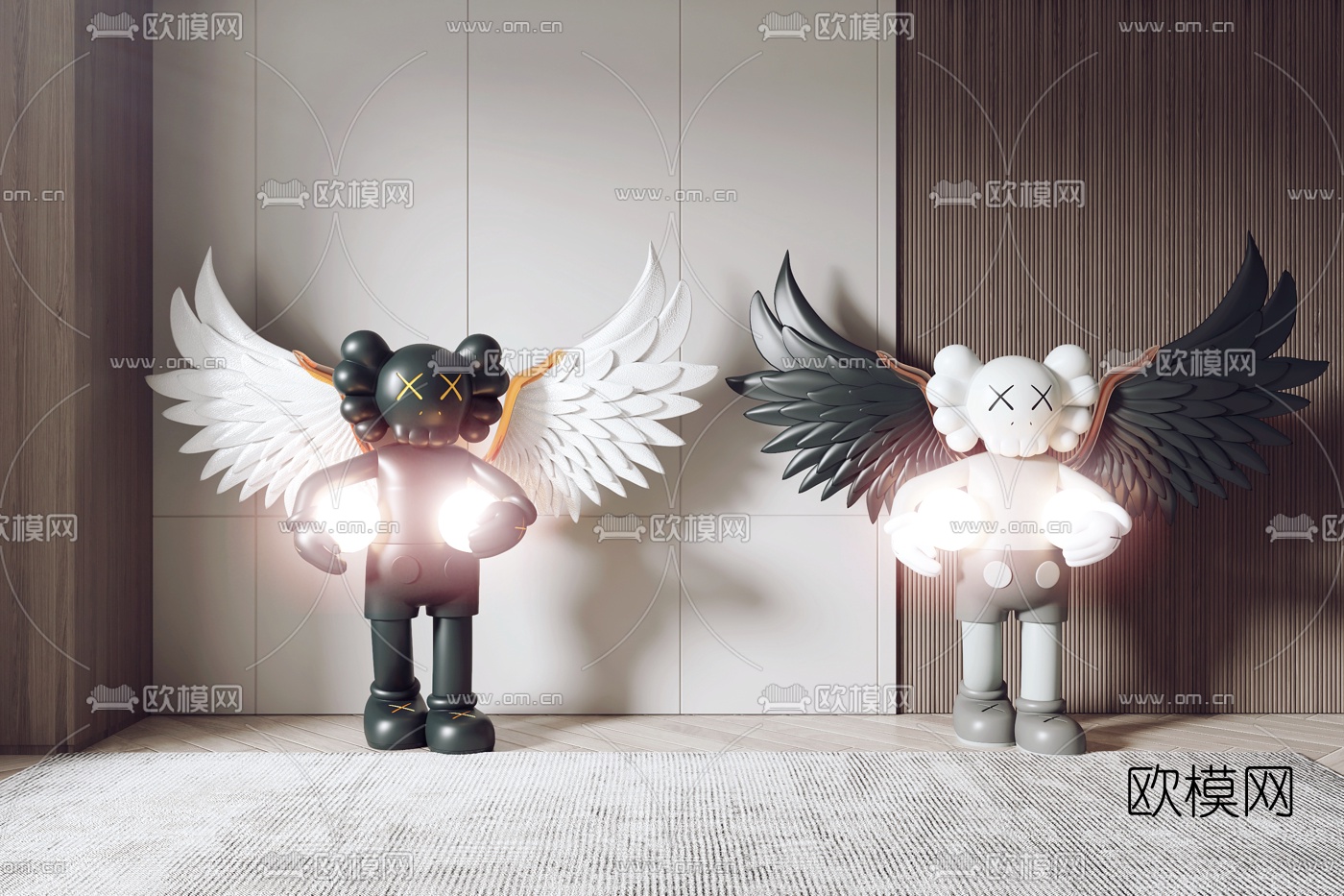 现代kaws公仔雕塑3d模型下载