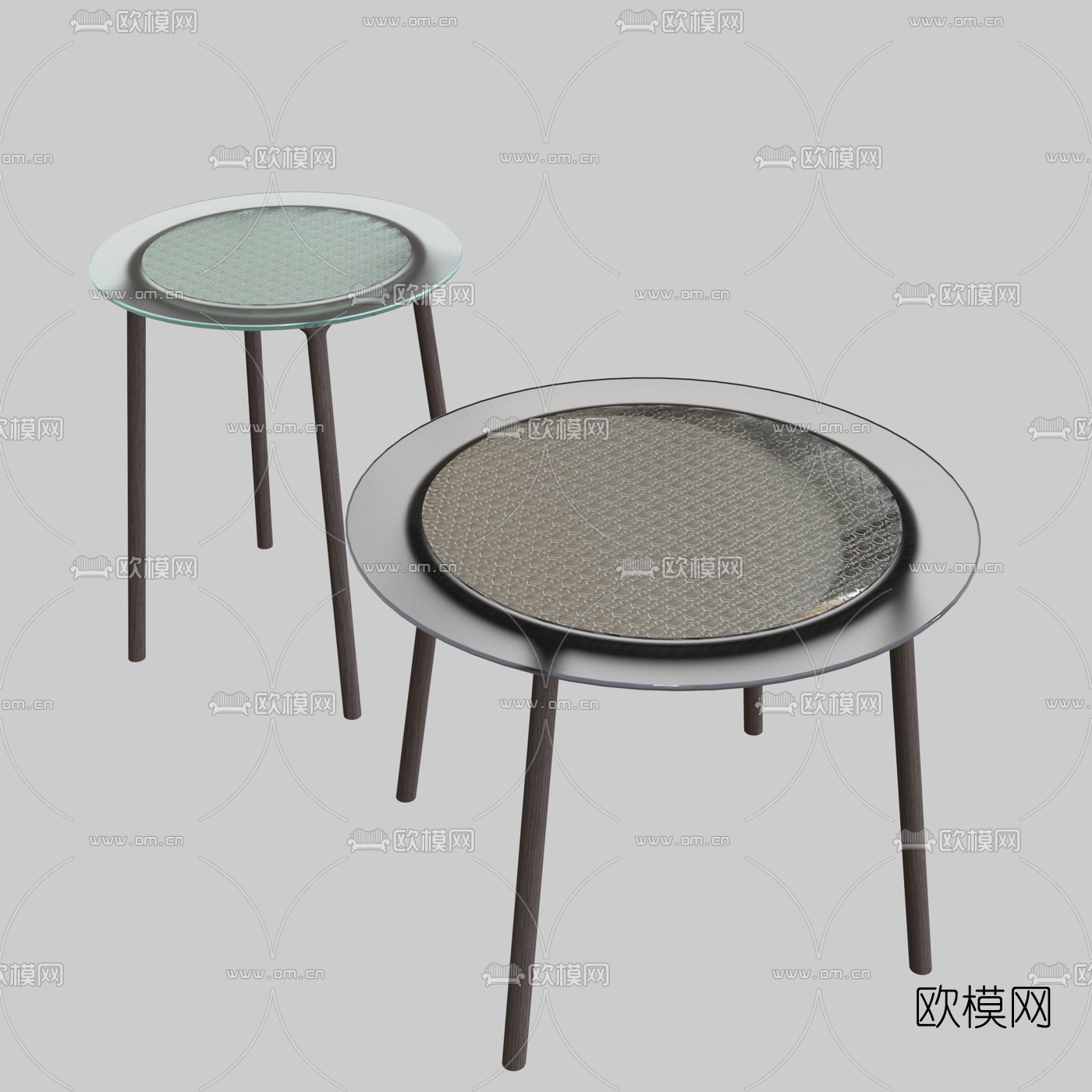 意大利FIAM ITALIA品牌 现代透明玻璃圆几3d模型