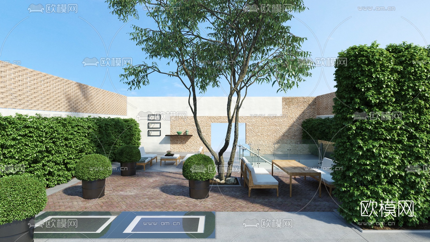现代庭院花园3d模型