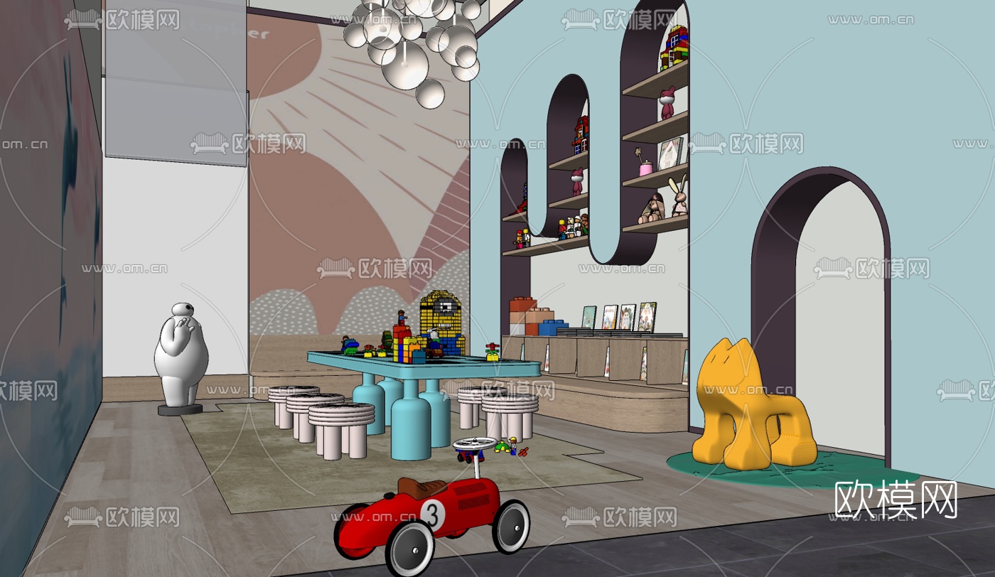 现代儿童游乐区su模型下载