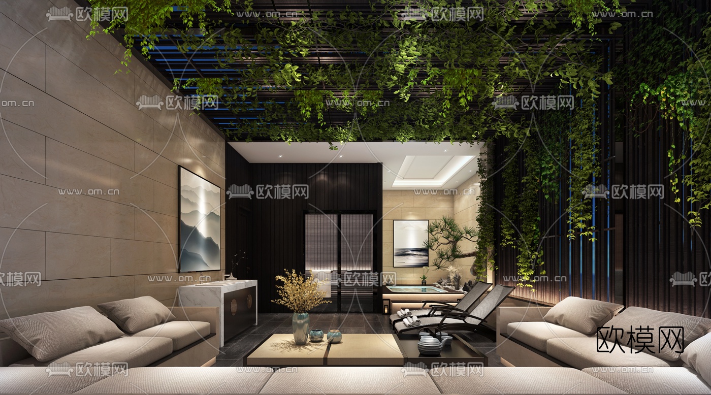 新中式屋顶花园3d模型