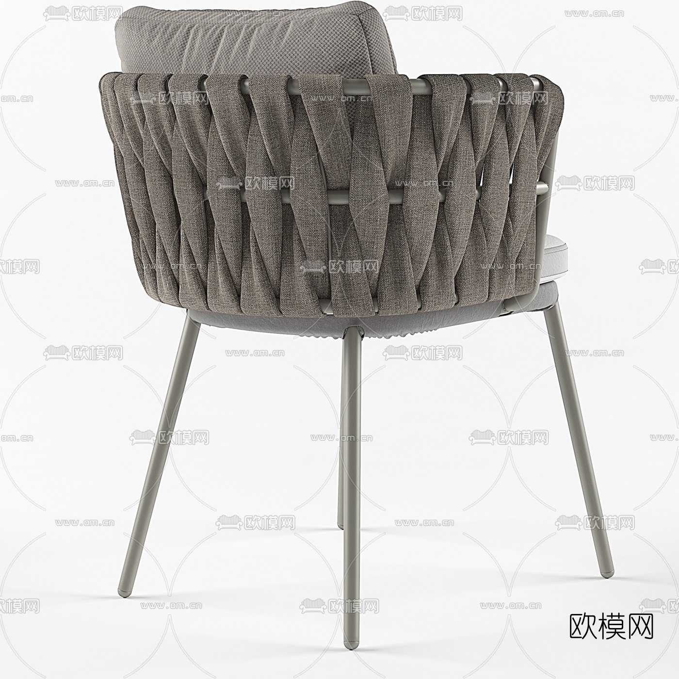 现代椭圆餐桌椅3D模型
