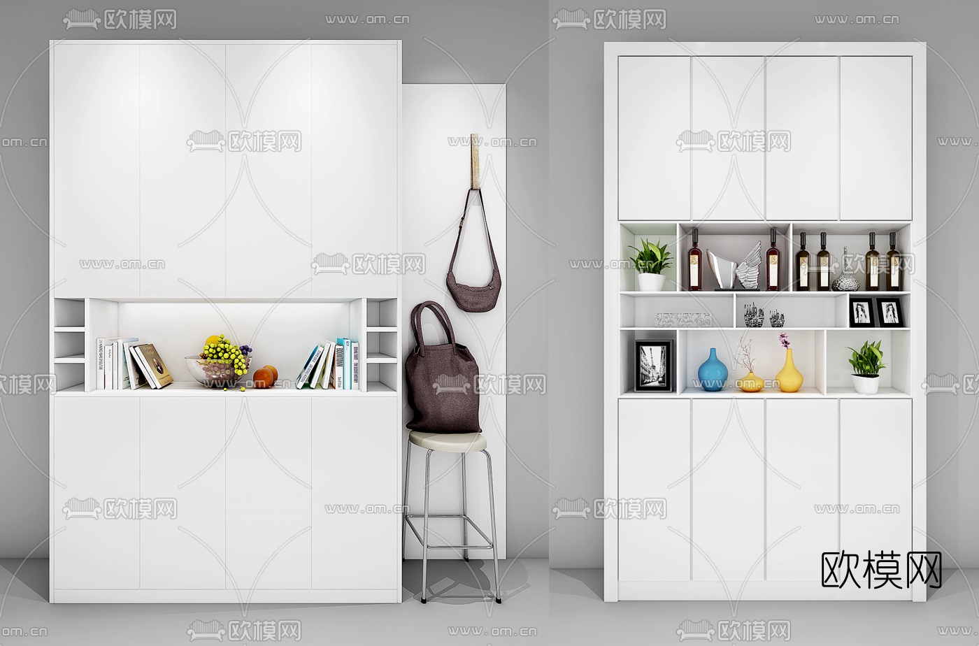 现代装饰柜花瓶摆件组合3D模型下载