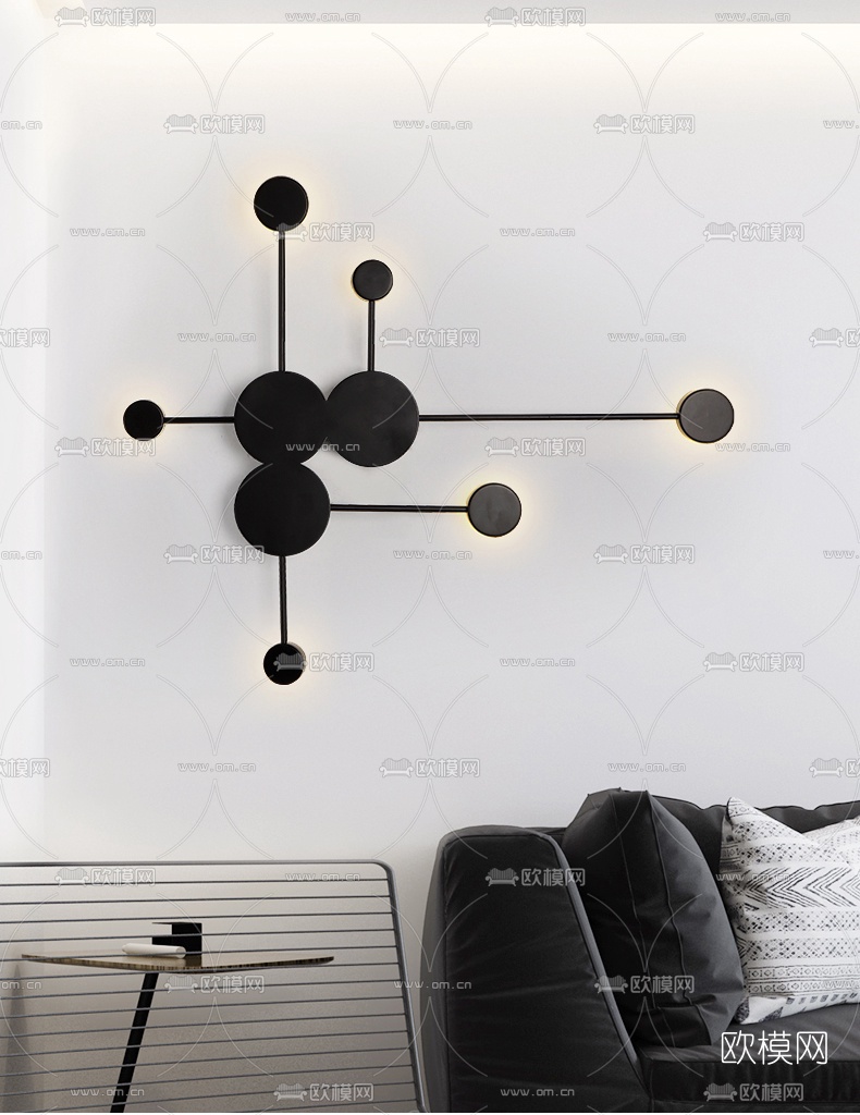 北欧时尚圆形壁灯3d模型下载