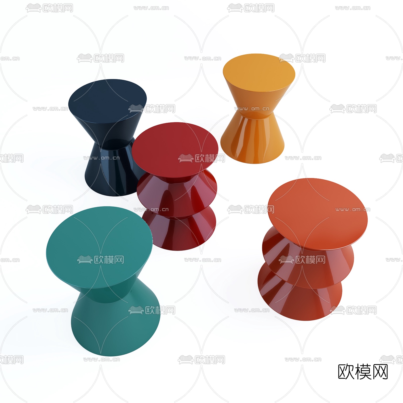 意大利米洛提 Minotti 现代圆几边几组合3D模型