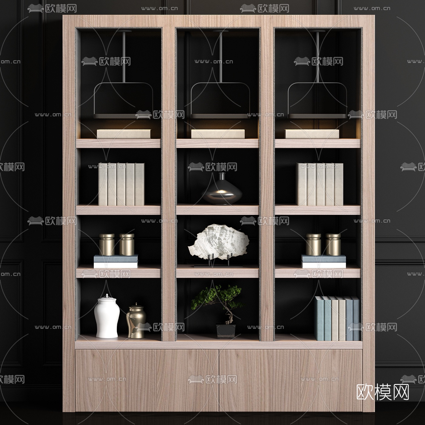 新中式实木装饰柜3D模型