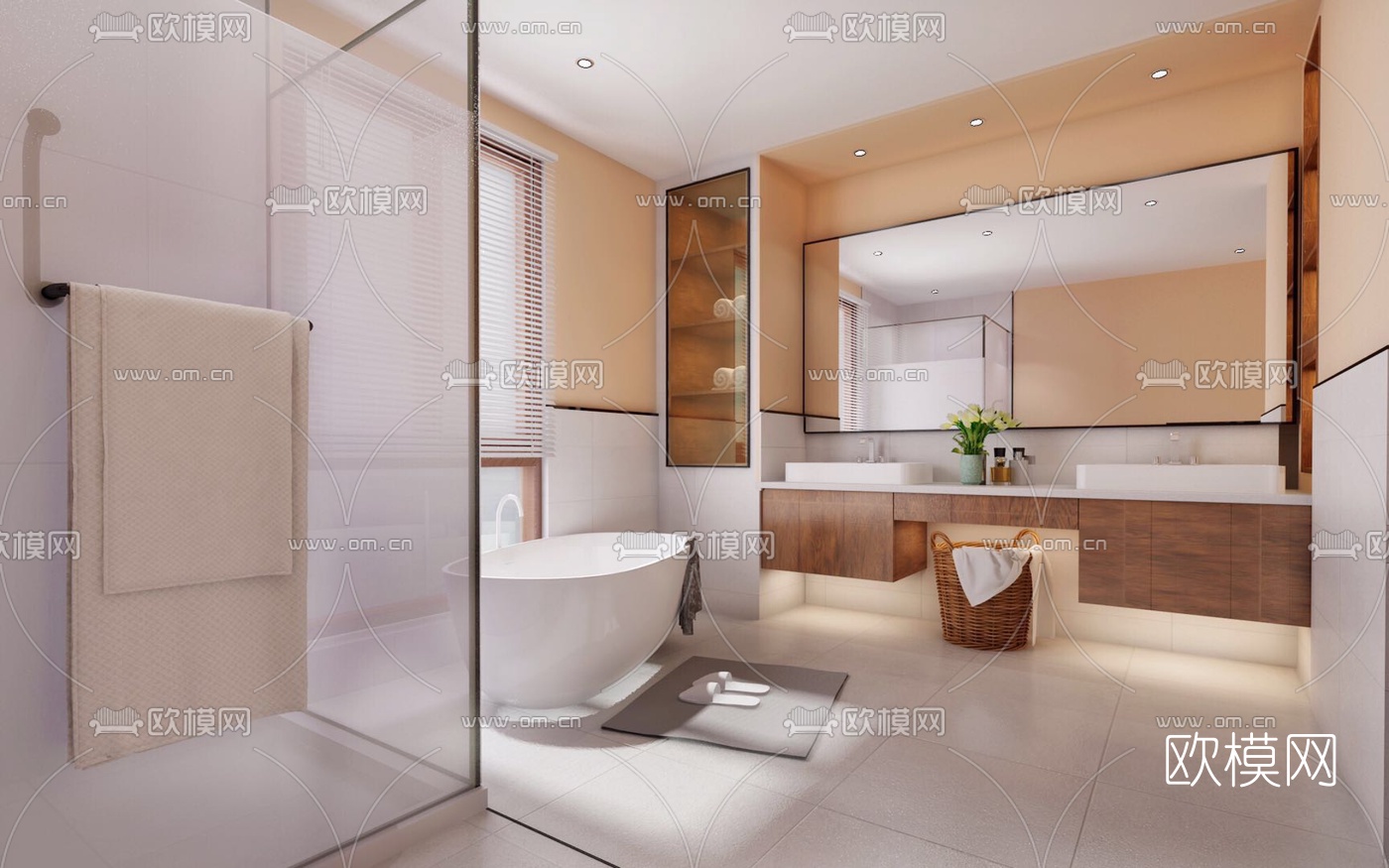 北欧卫生间浴室3d模型下载（渲染图1）