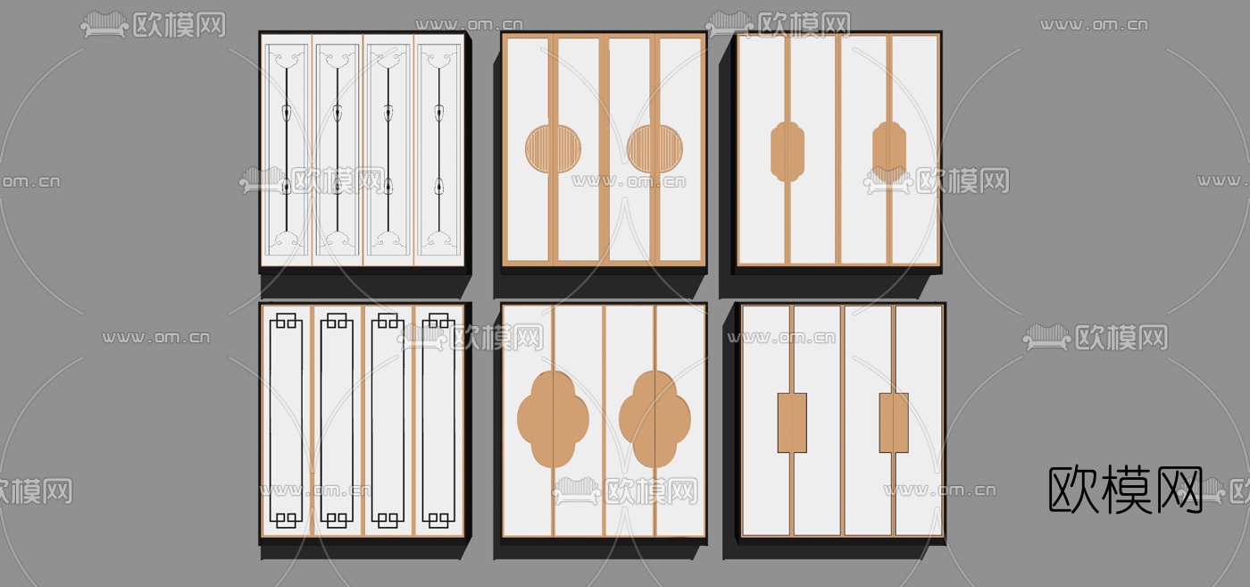 新中式实木衣柜组合su模型下载