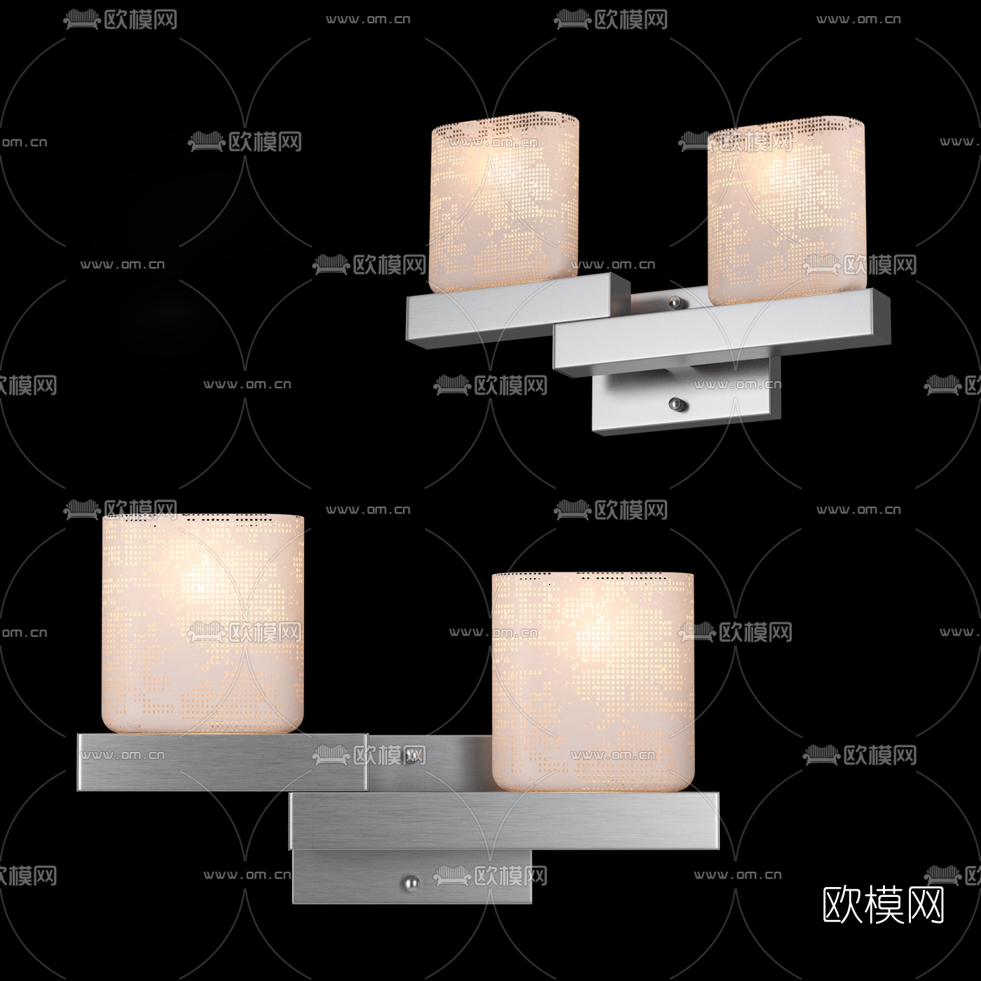 现代金属双头壁灯3D模型