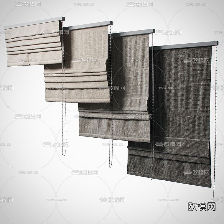 现代布艺罗马卷帘组合3D模型下载_ID10168986_3dmax免费模型-欧模网