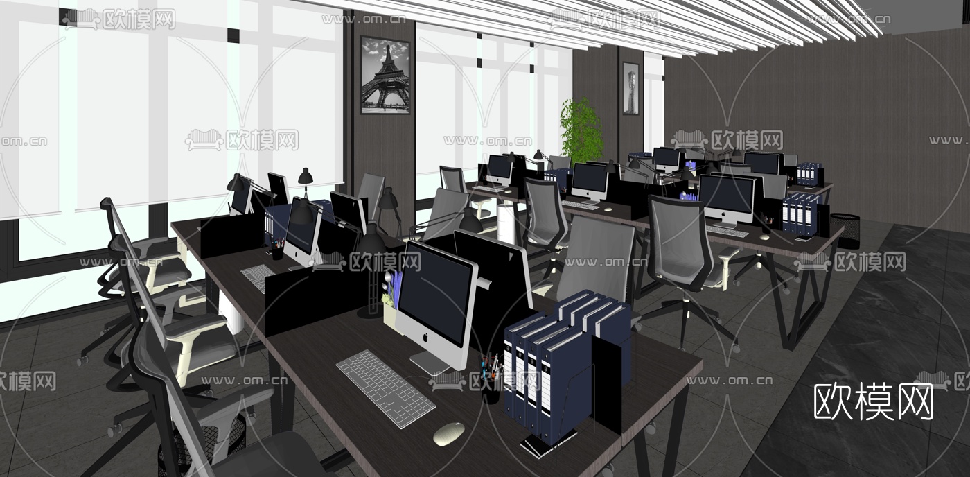 现代综合办公区su模型下载（渲染图3）