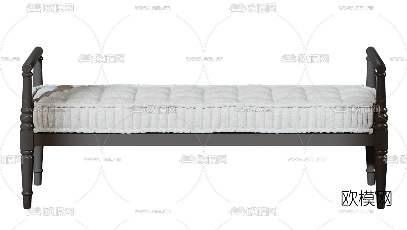 新中式皮革床尾凳3d模型下载（渲染图3）