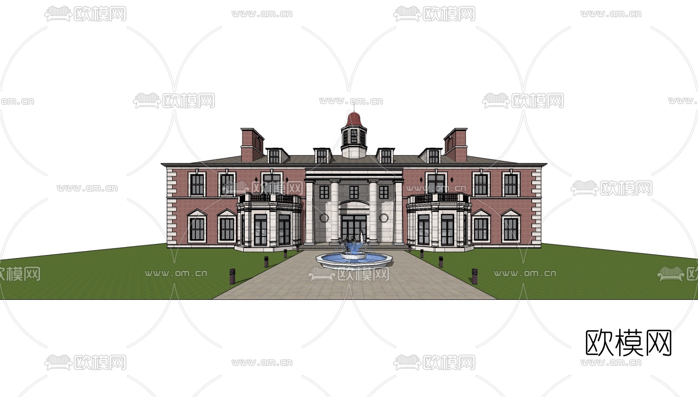 欧式别墅su模型下载（渲染图2）