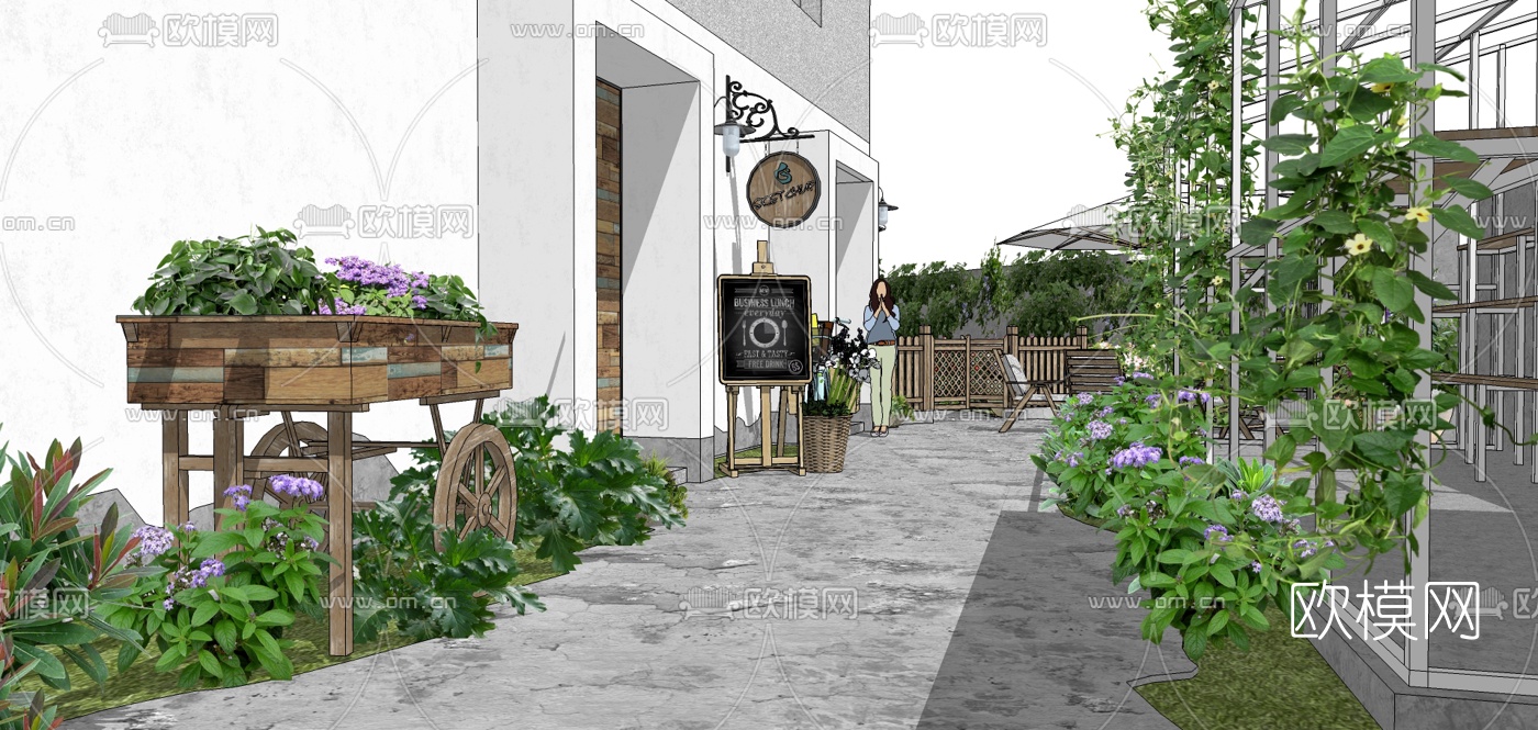 北欧民宿景观设计su模型下载（渲染图3）