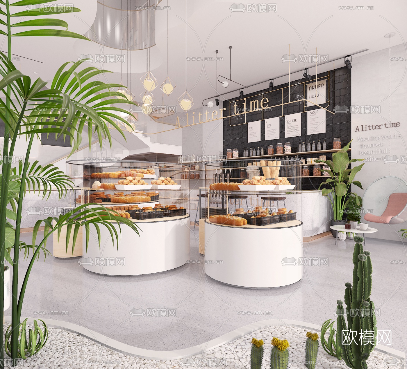 现代面包店甜品店3d模型