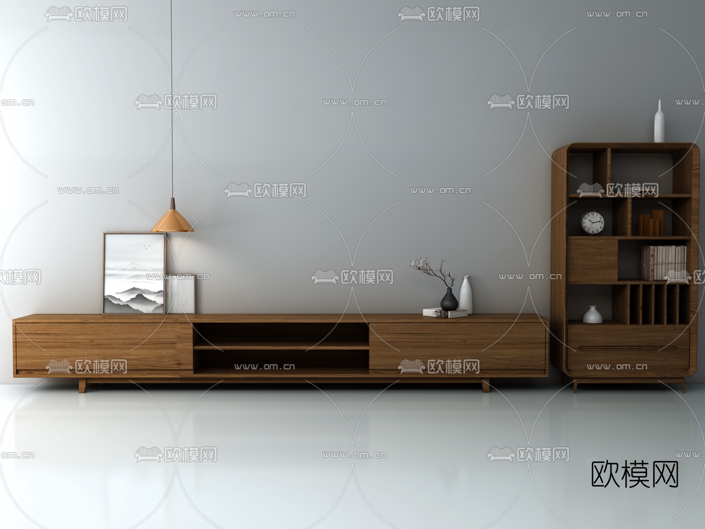 新中式电视柜3d模型下载