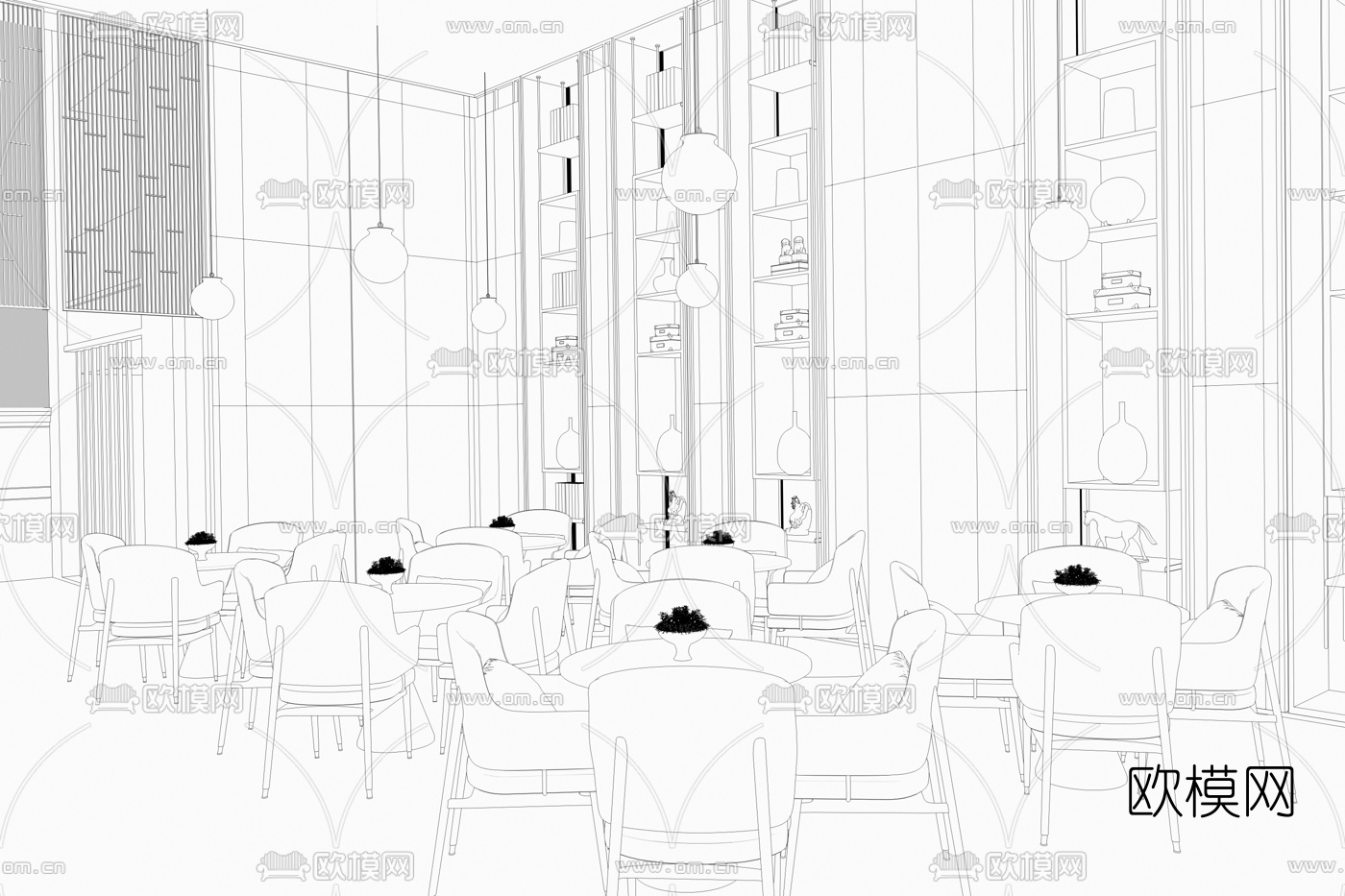 派尚设计 现代售楼处洽谈区3D模型下载（渲染图2）