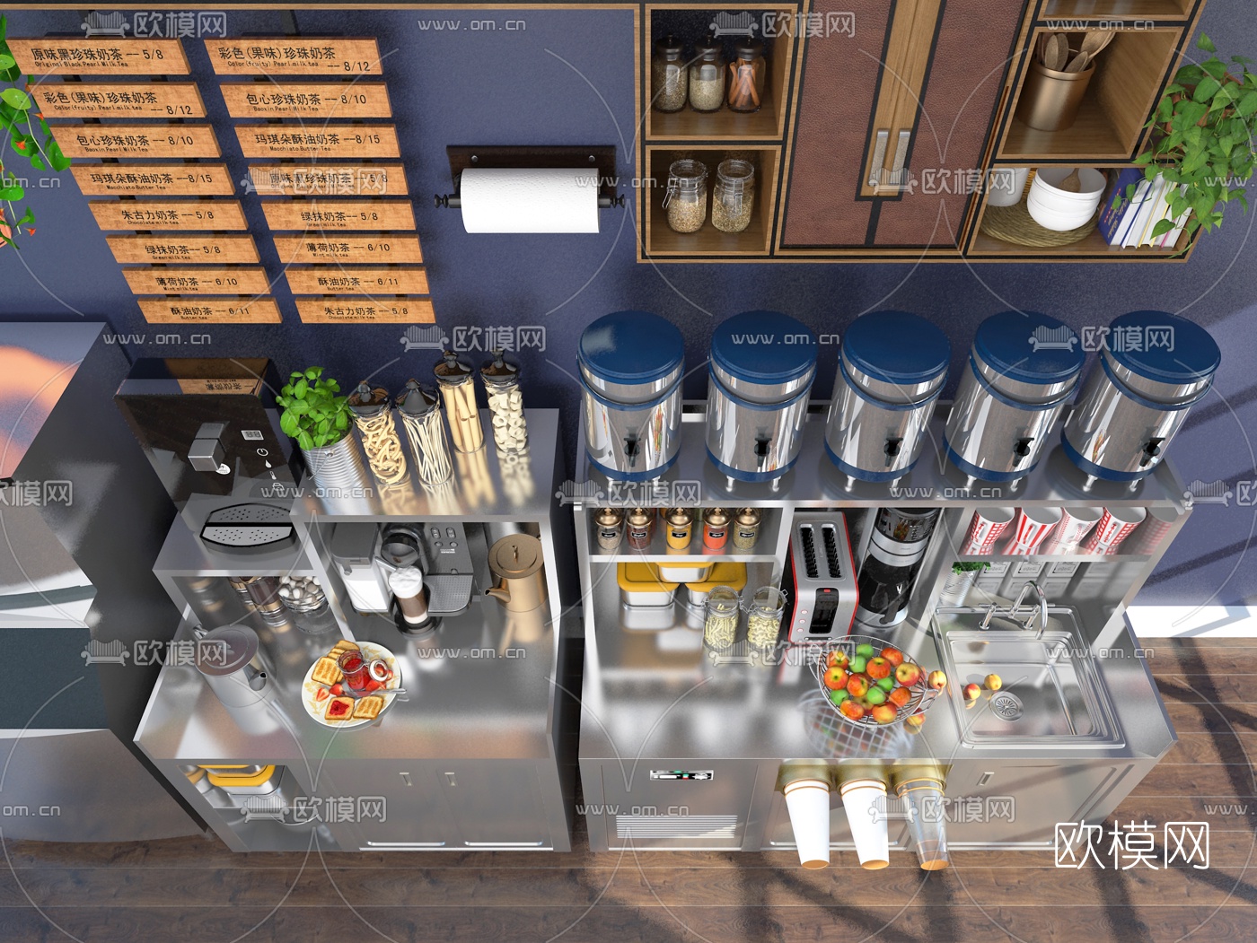 现代咖啡店工作操作台3d模型下载（渲染图3）