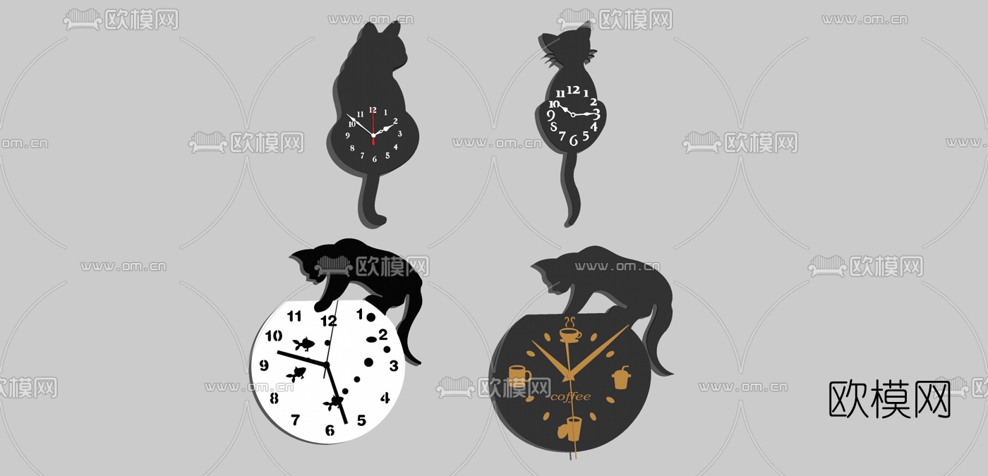 现代创意挂钟壁钟组合su模型下载