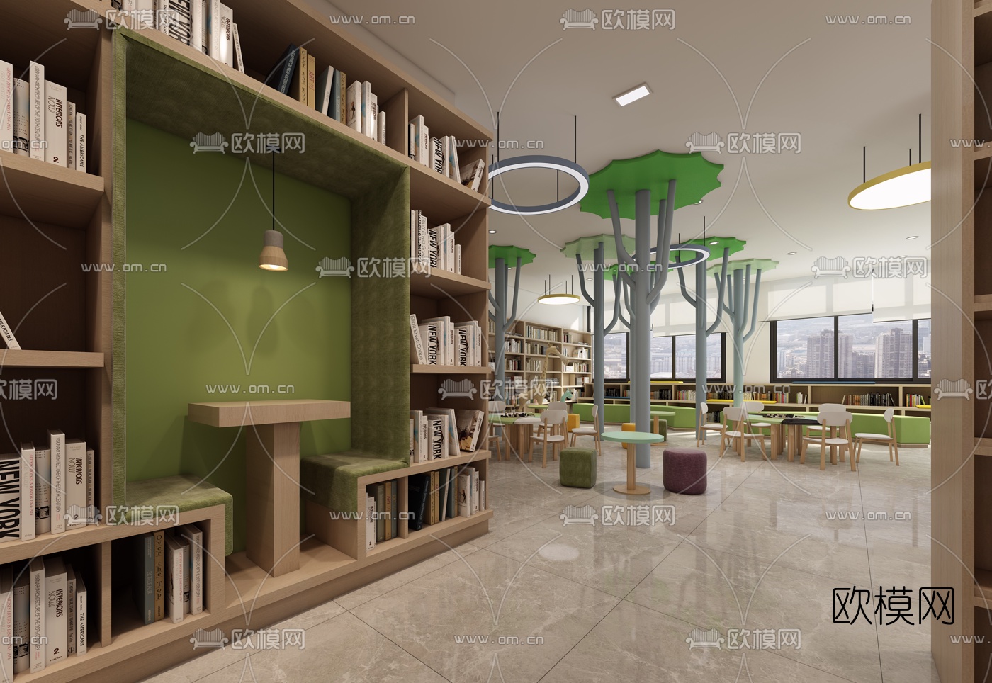 现代小学图书馆3d模型