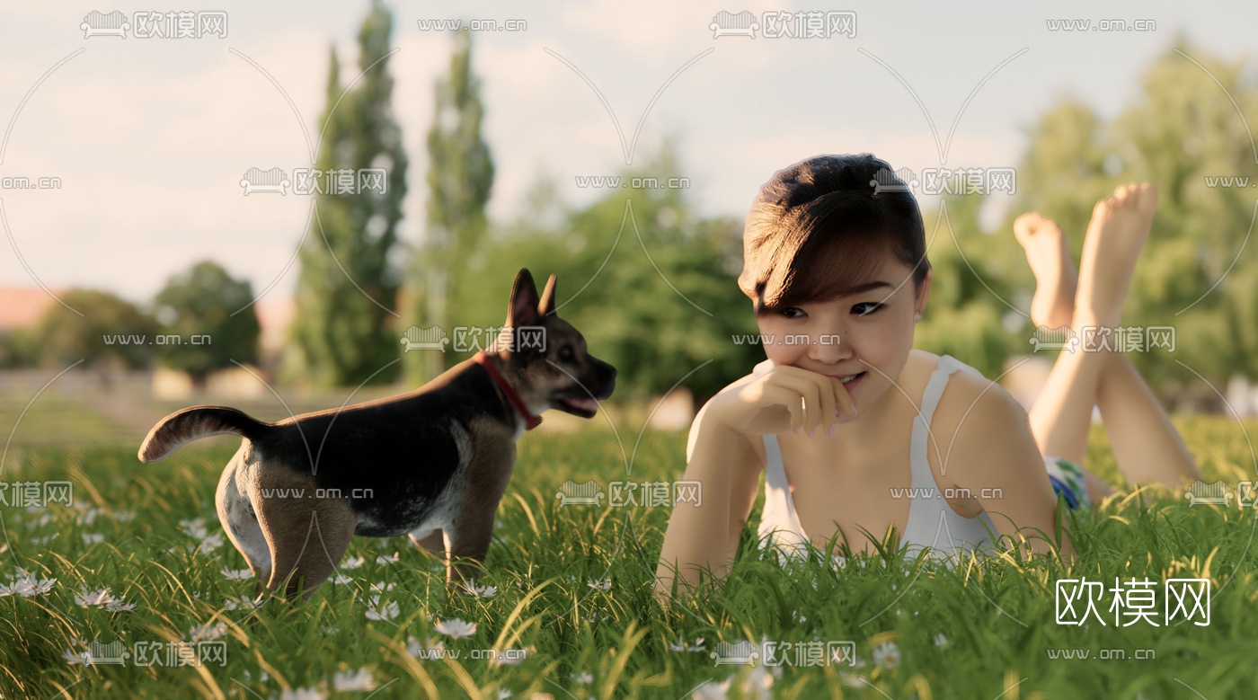 现代女士人物su模型下载