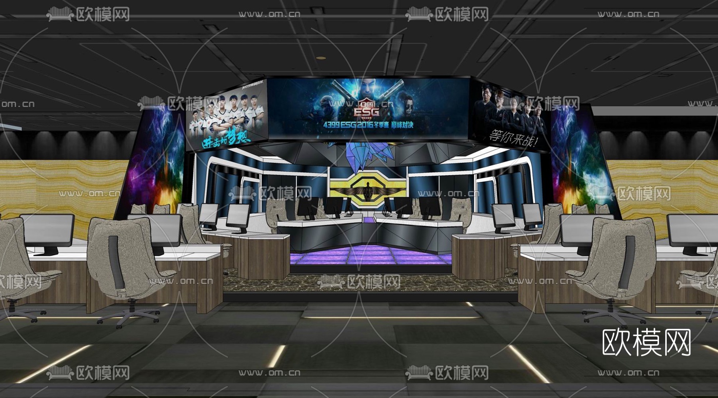 现代网吧su模型下载（渲染图8）