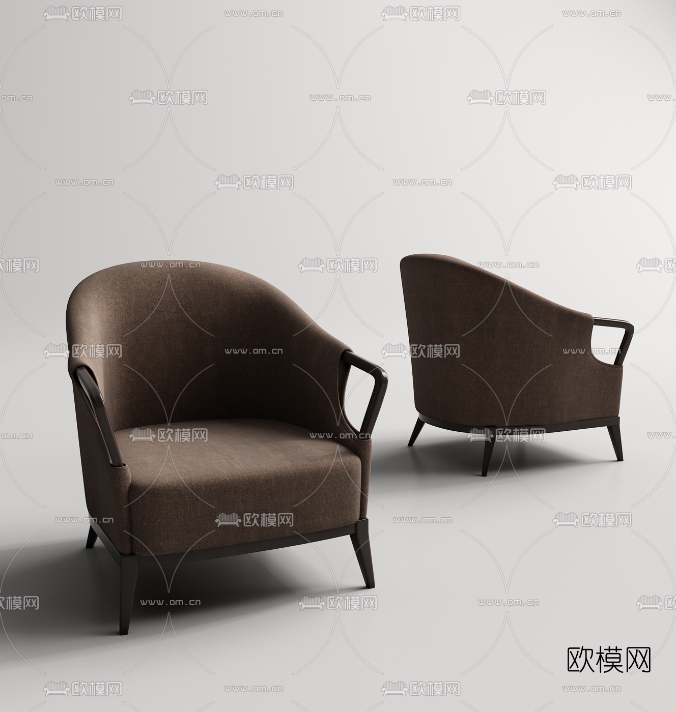 现代布艺单人沙发3D模型-免费3dmax模型库-欧模网