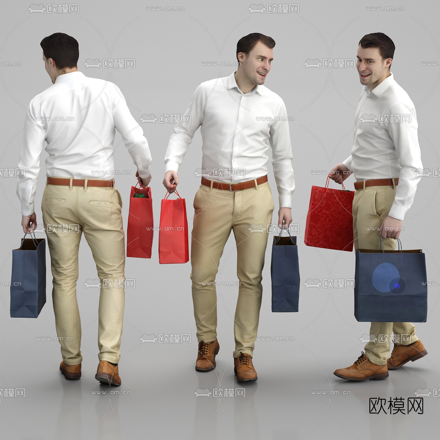 现代时尚购物男人3d模型下载
