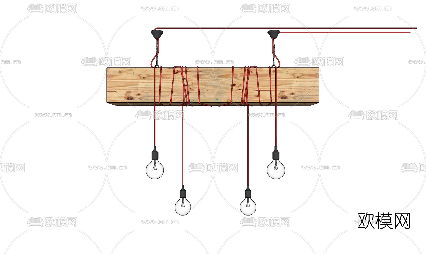 自然风灯泡吊灯免费su模型下载