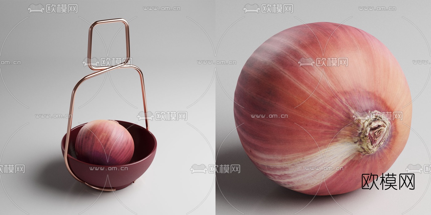 现代蔬菜洋葱3d模型下载（渲染图1）