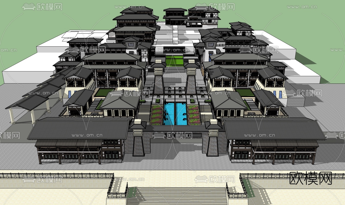 中式仿古阁楼su模型下载（渲染图2）