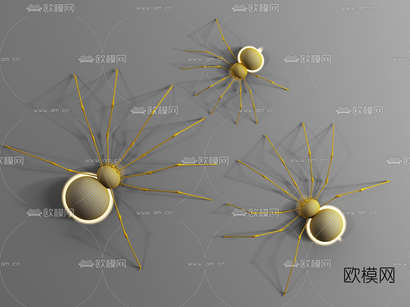 现代蜘蛛壁灯组合3d模型下载（渲染图2）