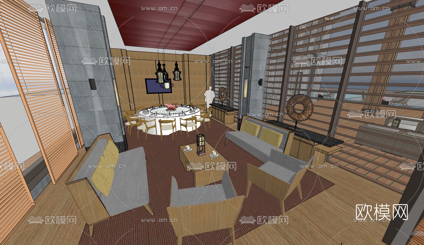 现代禅意售楼中心免费su模型下载（渲染图7）