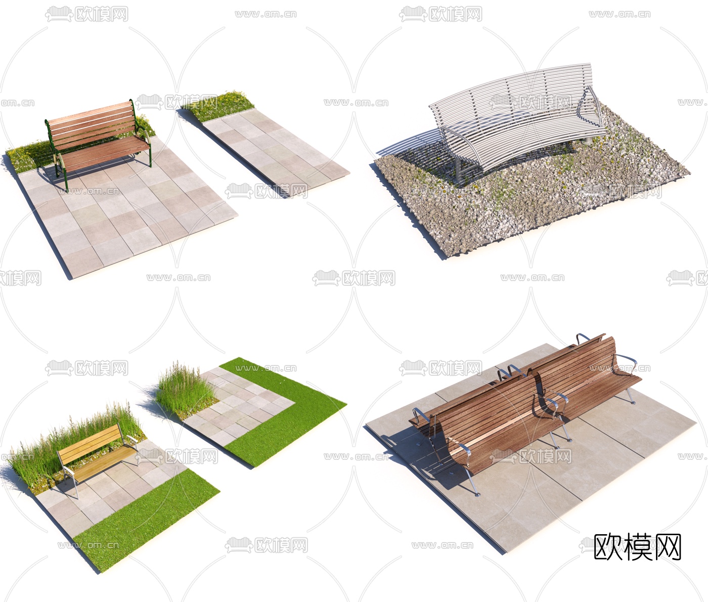 现代室外公共椅3d模型