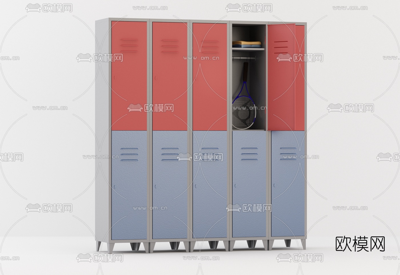 现代健身房体育储物柜3d模型
