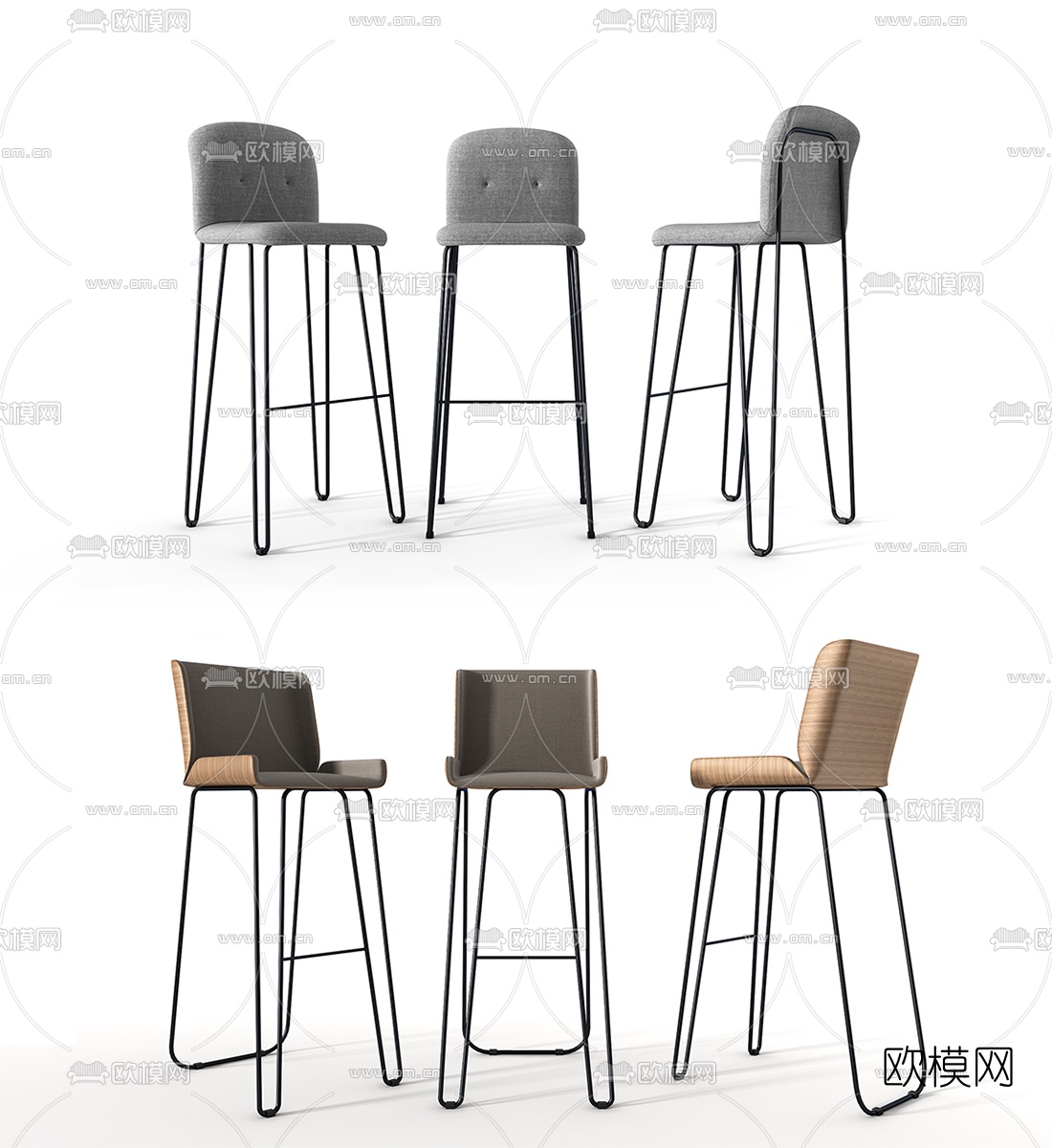 现代金属吧椅3d模型
