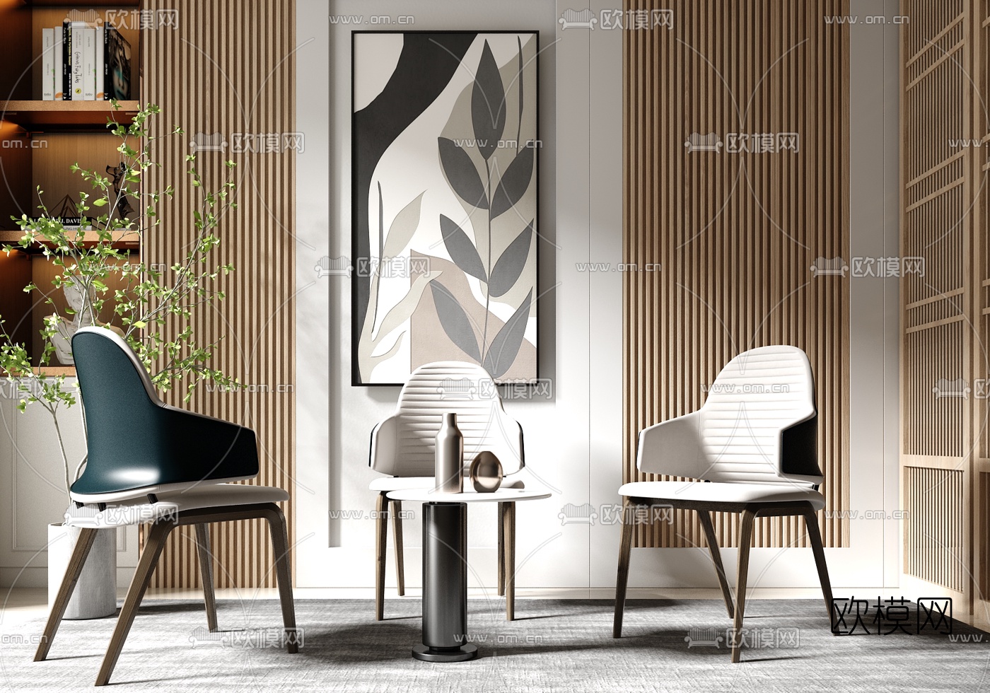 现代轻奢休闲椅su模型下载（渲染图1）