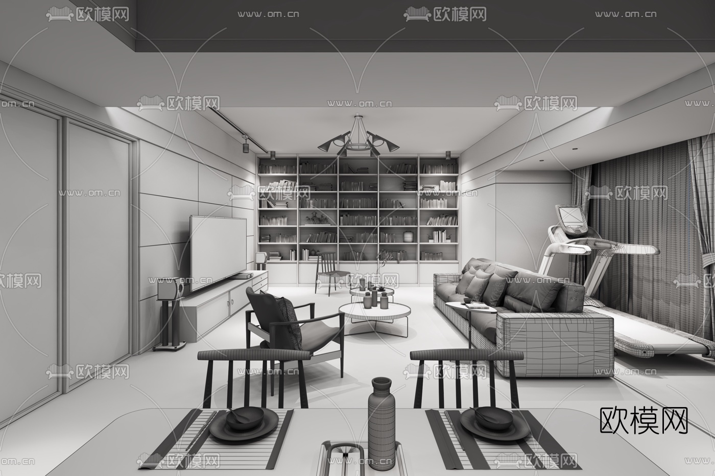 原色设计-现代客厅3d模型