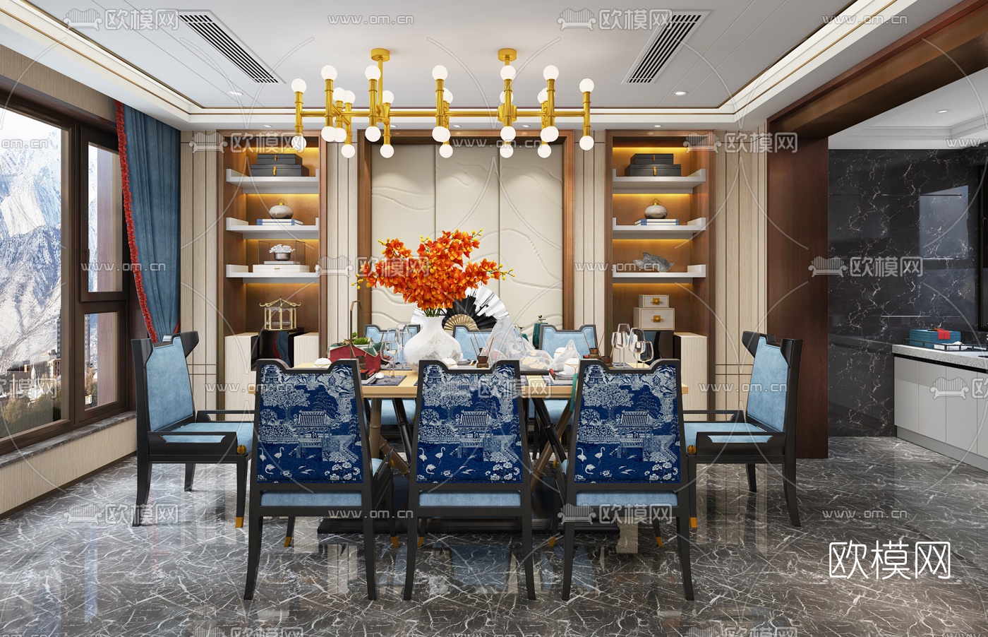卡兰蒂斯（CLD）设计 新中式餐厅3d模型