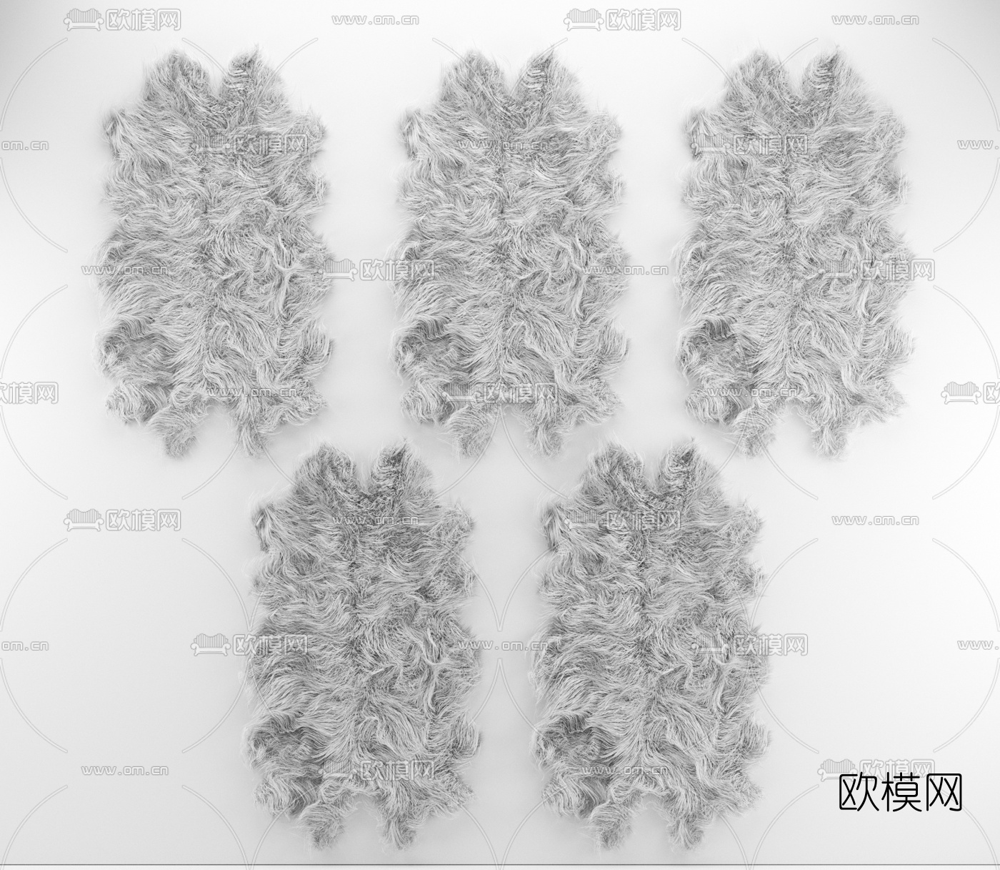 现代动物皮毛绒毛地毯3d模型