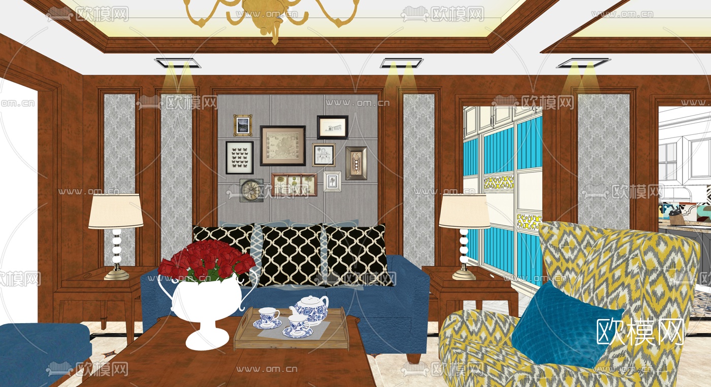 地中海客餐厅su模型下载（渲染图3）