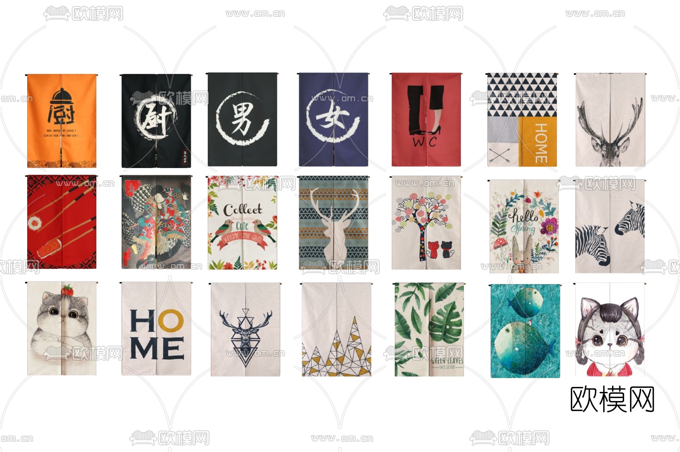 日式布艺挂帘su模型下载