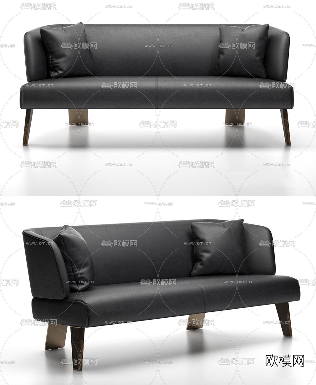 现代皮革办公多人沙发3d模型下载