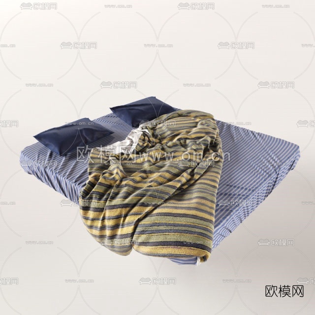 现代双人床床垫3D模型