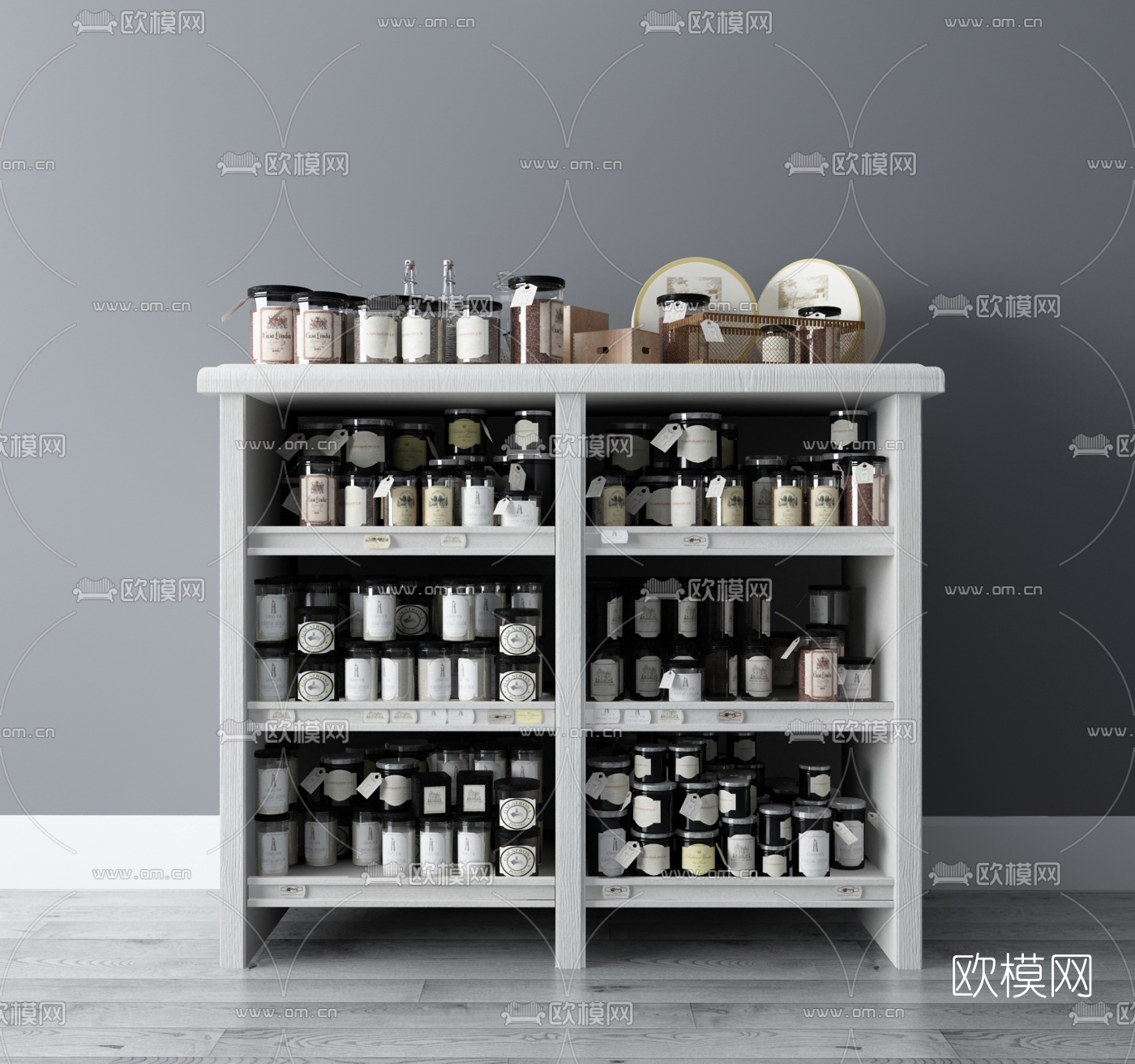 现代商品货柜食品3D模型下载