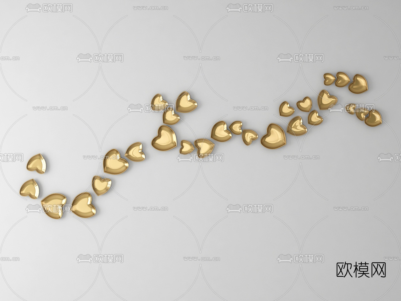 现代金属墙饰挂件3d模型下载（渲染图2）