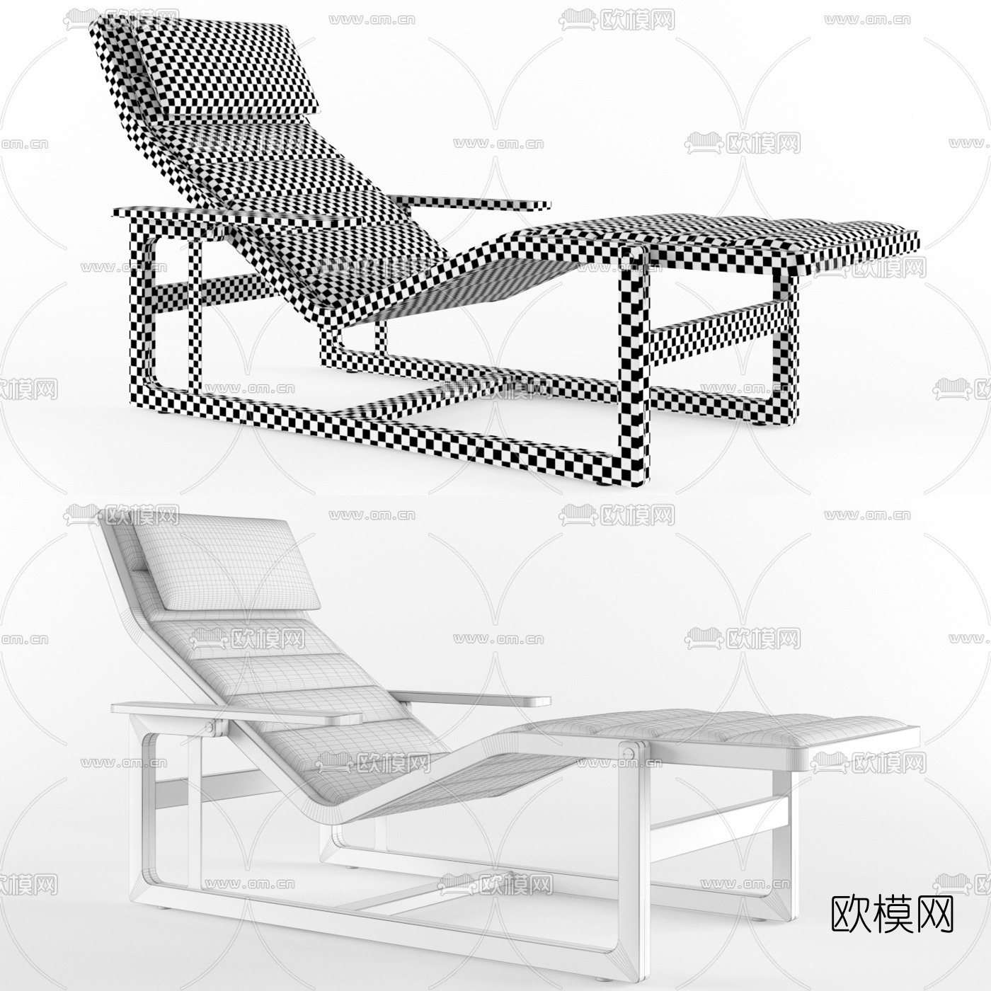 现代皮革躺椅3d模型