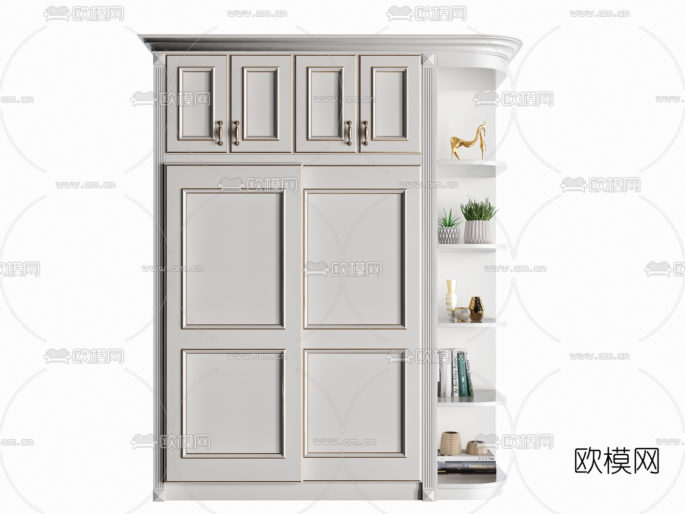 简欧实木衣柜3d模型下载（渲染图4）