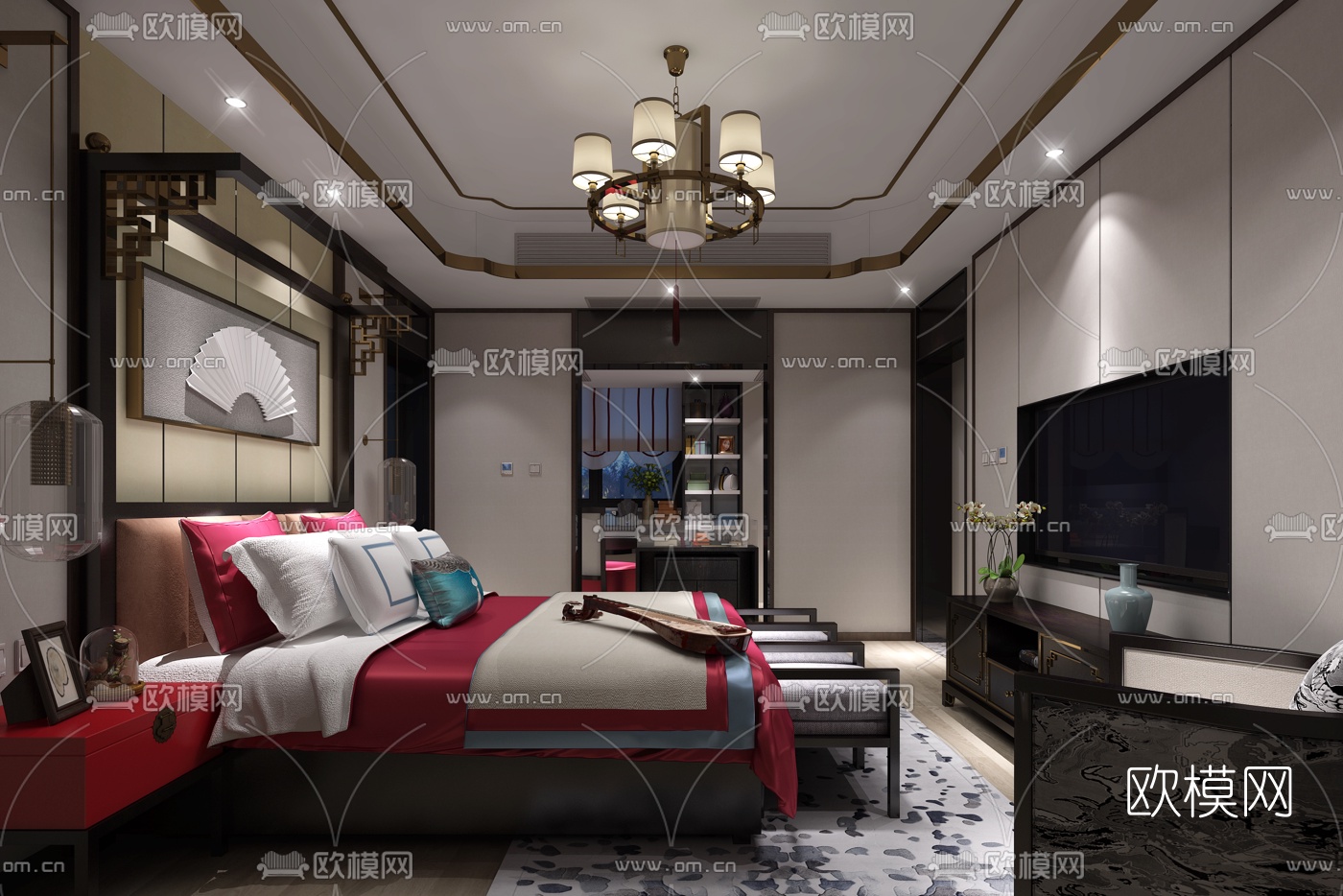 伊派设计 中式卧室3D模型